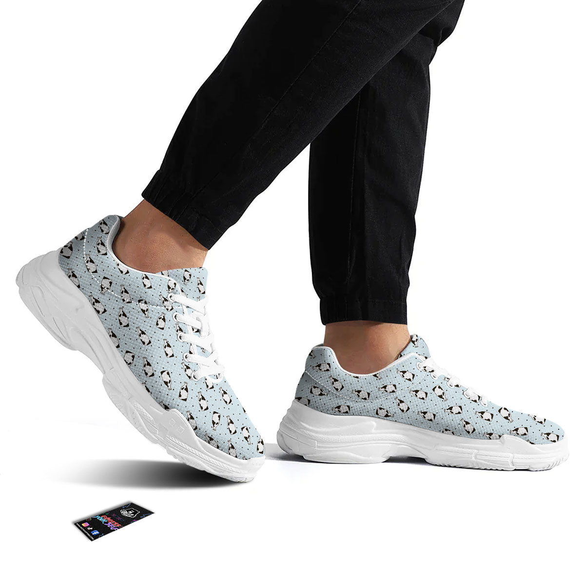 Milk Bottle Cow Print Pattern White Chunky Shoes-grizzshop