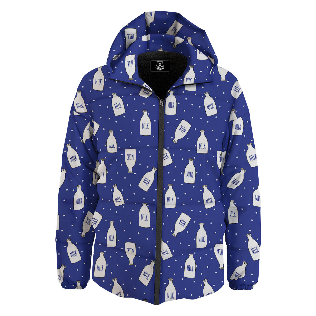 Milk Pattern Print Down Jacket-grizzshop