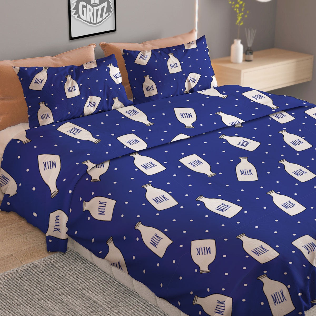 Milk Pattern Print Duvet Cover Bedding Set-grizzshop