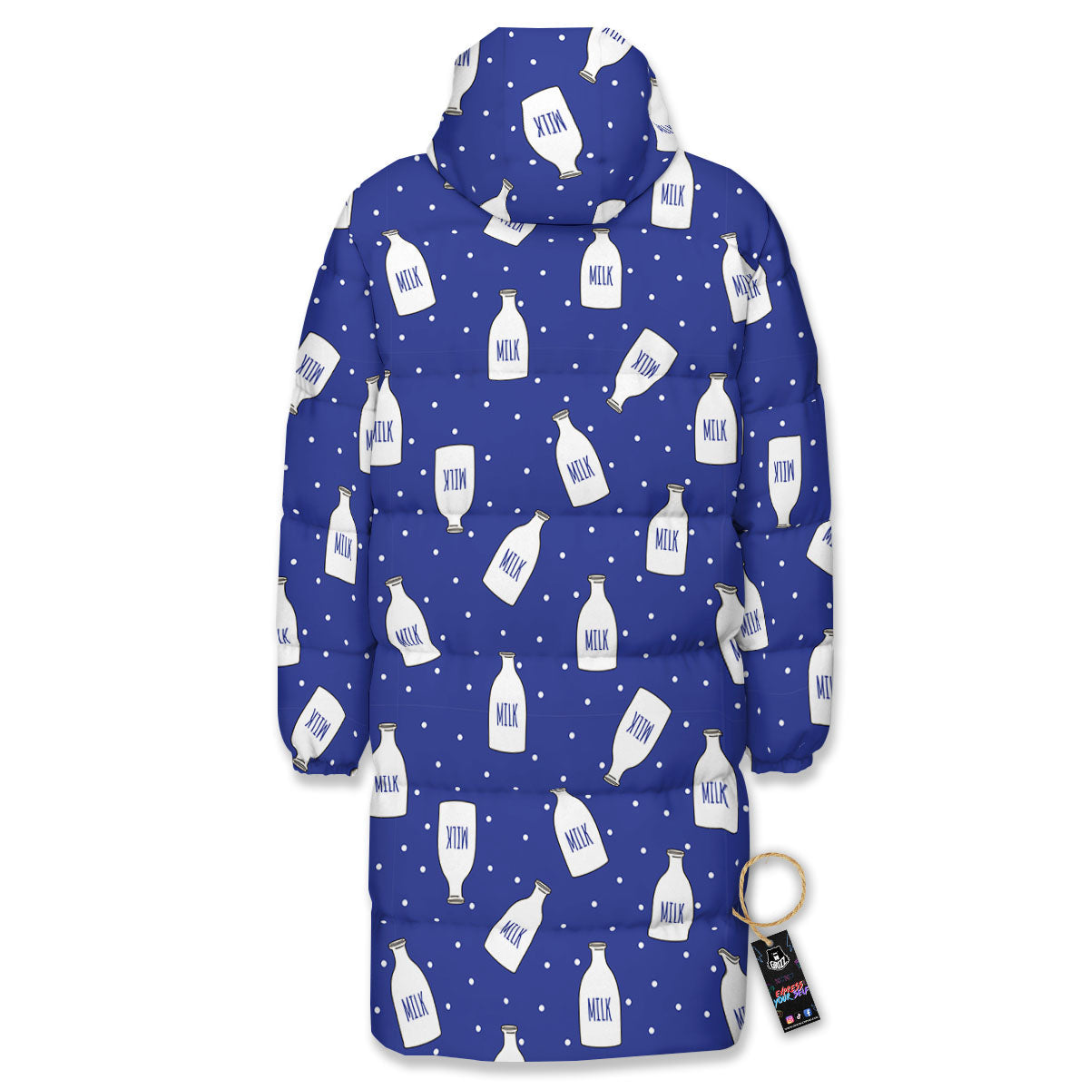 Milk Pattern Print Long Down Jacket-grizzshop