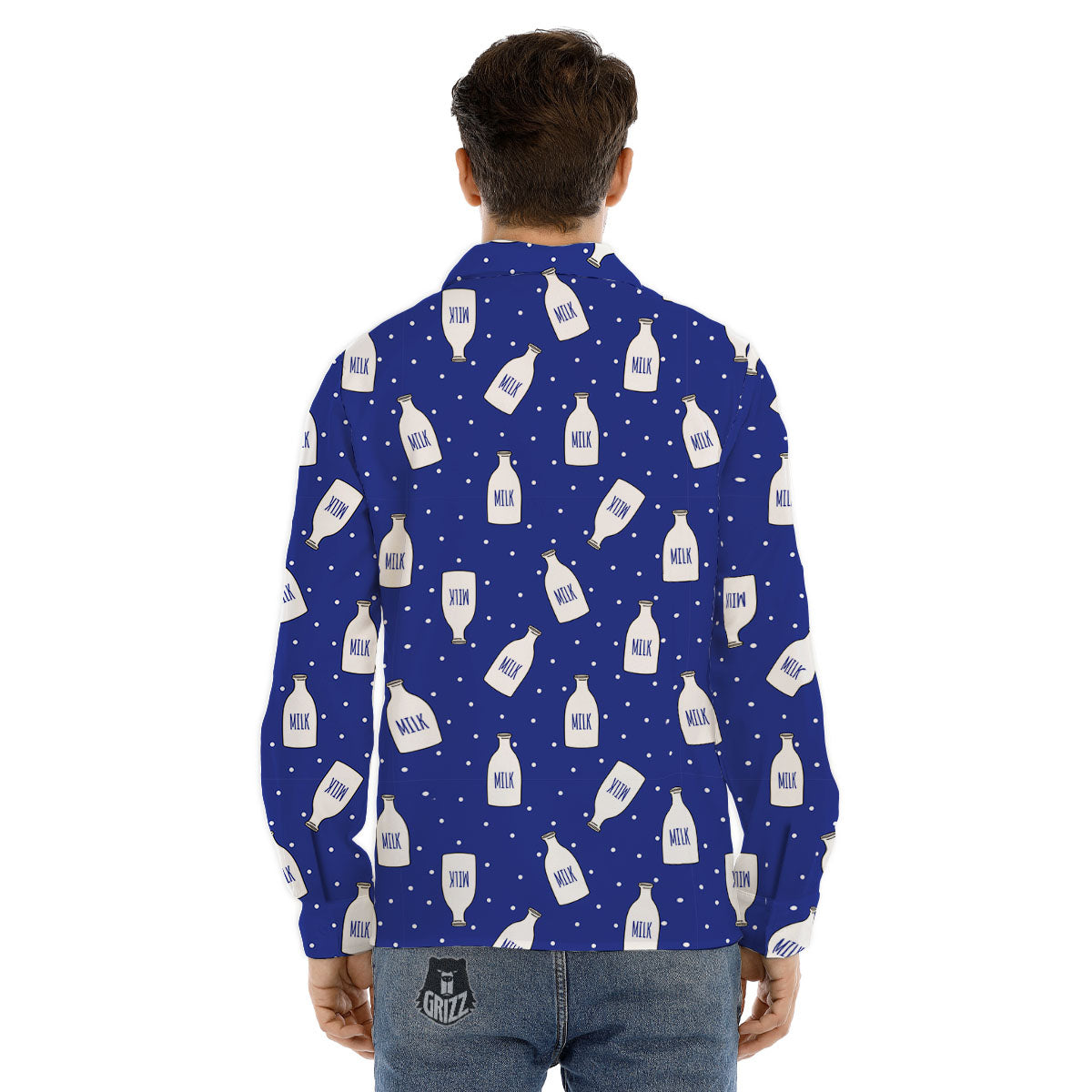 Milk Pattern Print Men's Dress Shirts-grizzshop