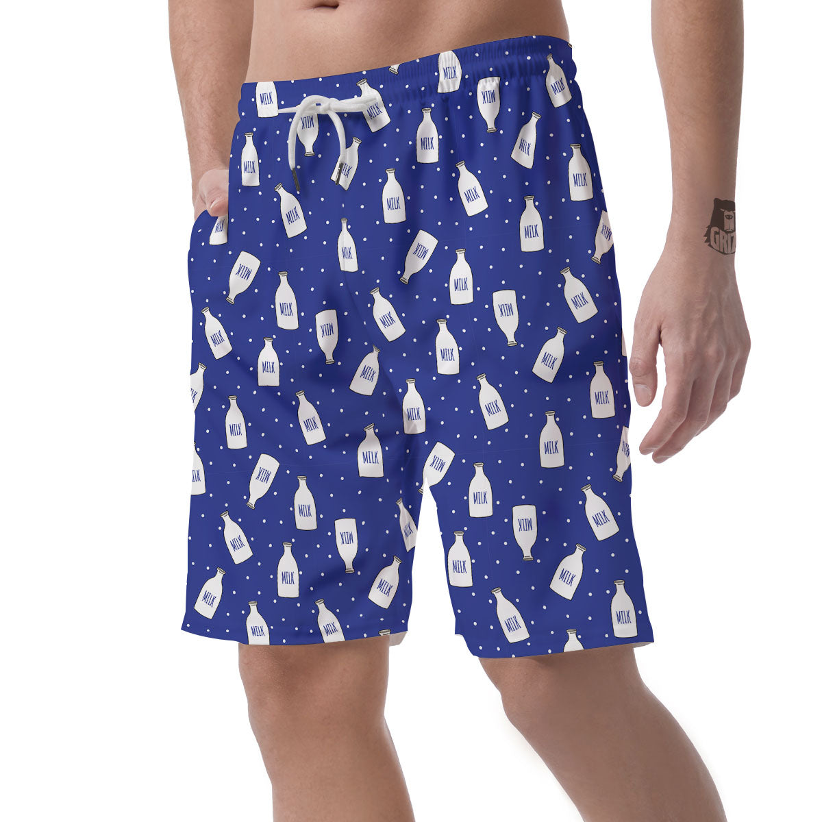 Milk Pattern Print Men's Shorts-grizzshop