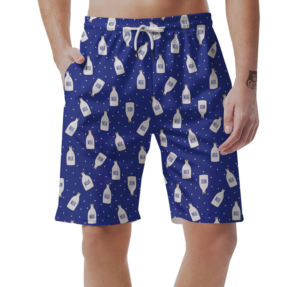 Milk Pattern Print Men's Shorts-grizzshop