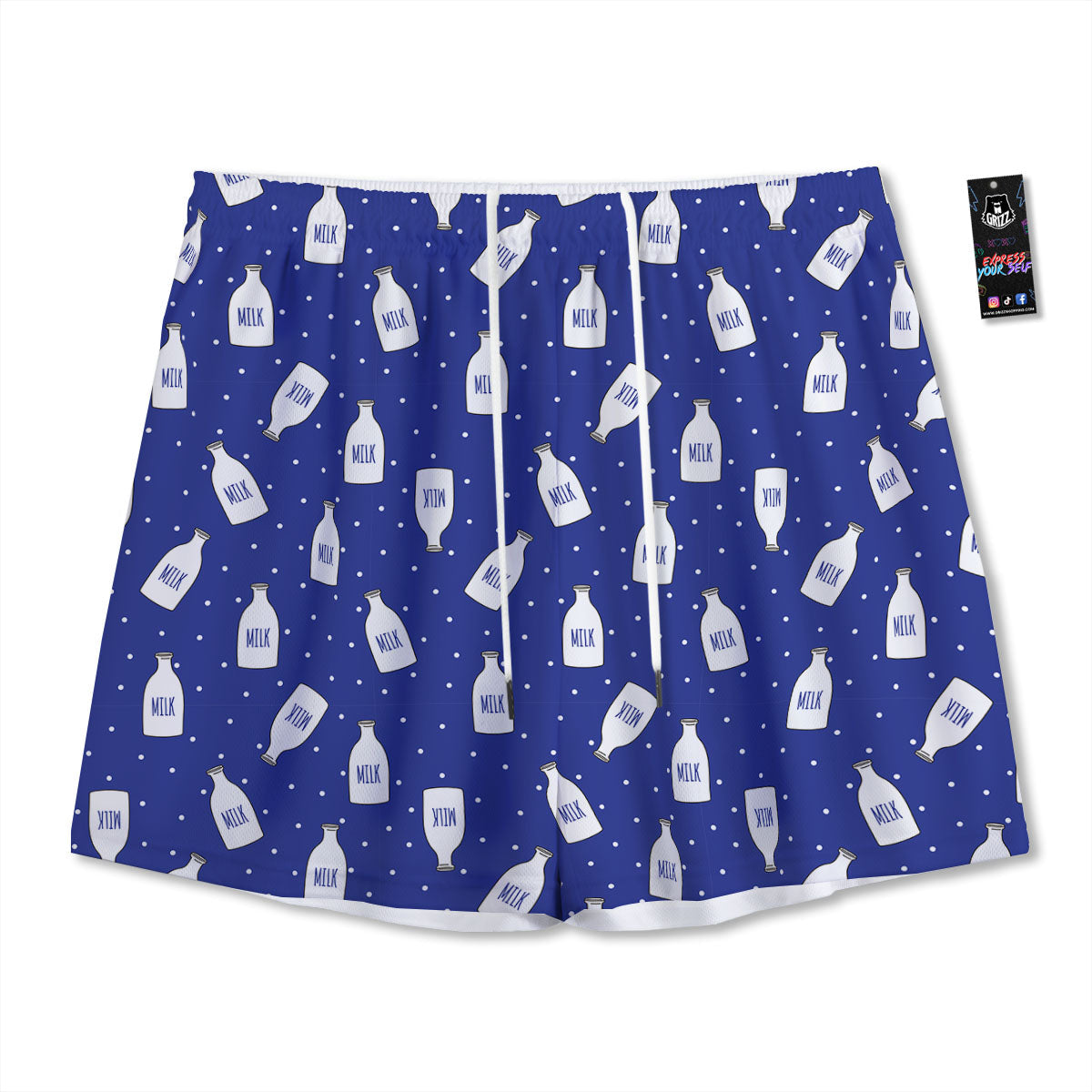 Milk Pattern Print Mesh Shorts-grizzshop