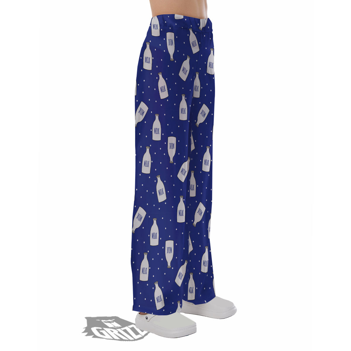 Milk Pattern Print Pajama Pants-grizzshop