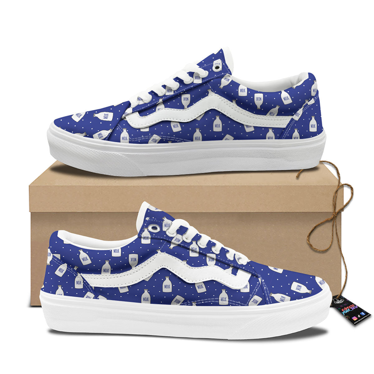 Milk Pattern Print Skate Shoes-grizzshop