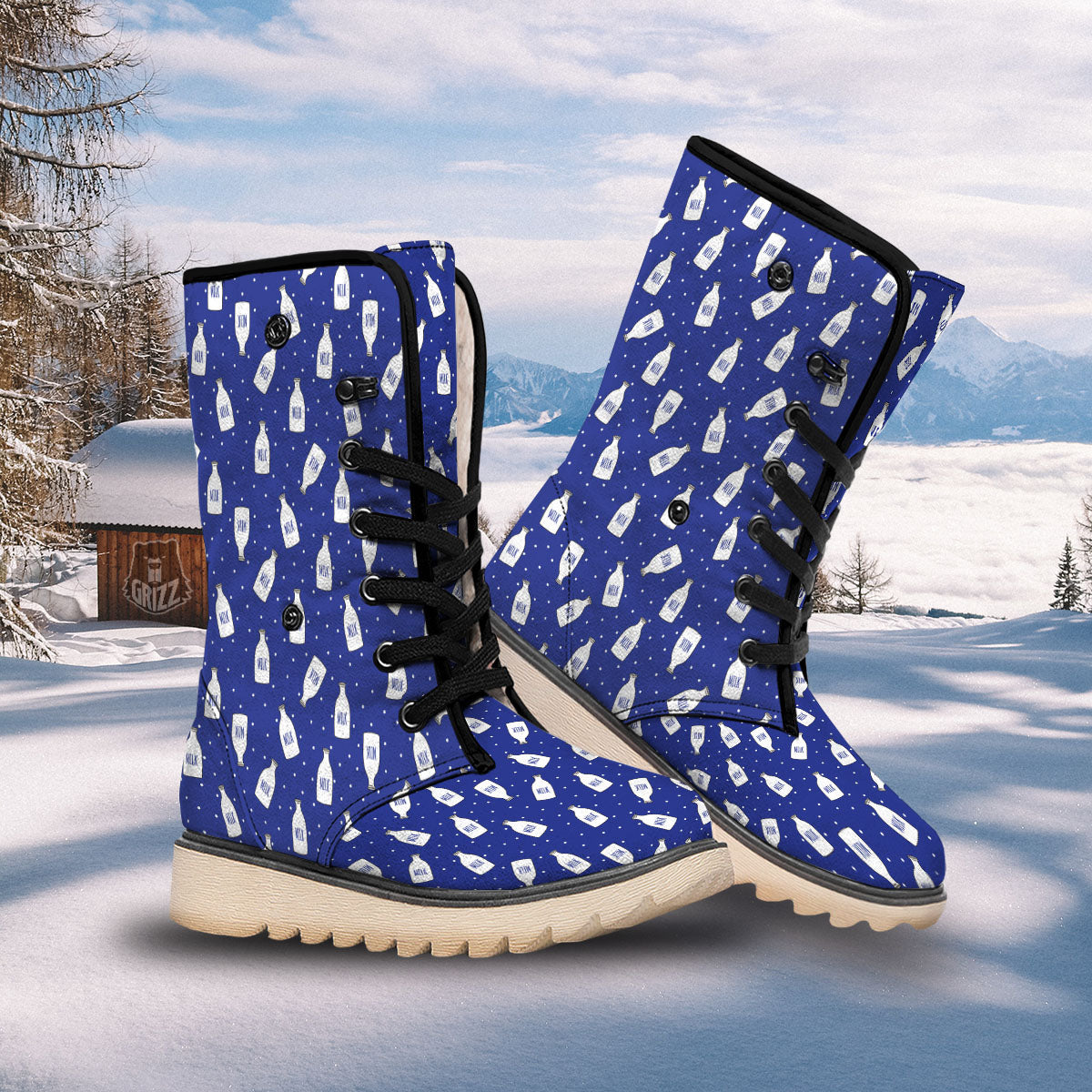 Milk Pattern Print Snow Boots-grizzshop