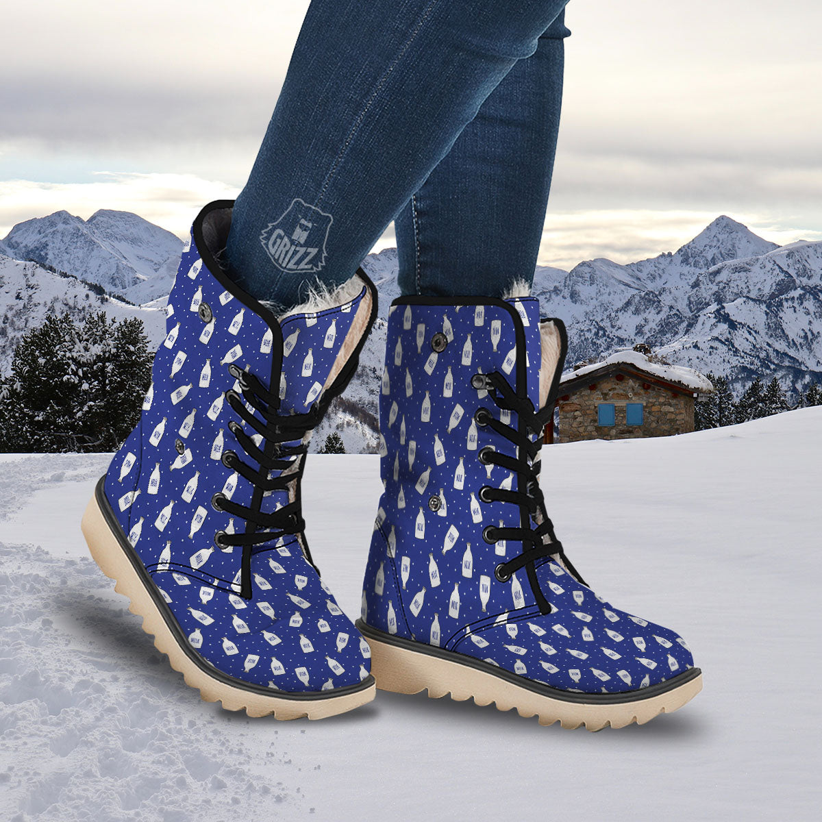 Milk Pattern Print Snow Boots-grizzshop