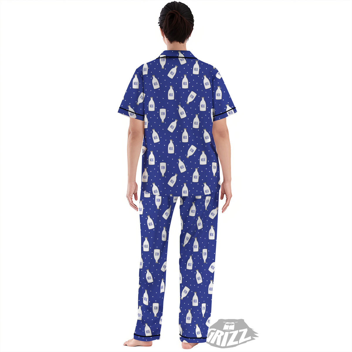 Milk Pattern Print Women's Pajamas Set-grizzshop
