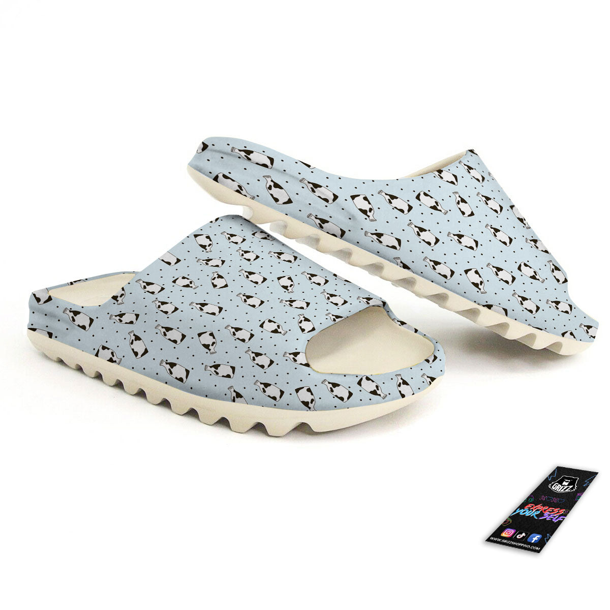 Milk Bottle Cow Print Pattern Sandals-grizzshop