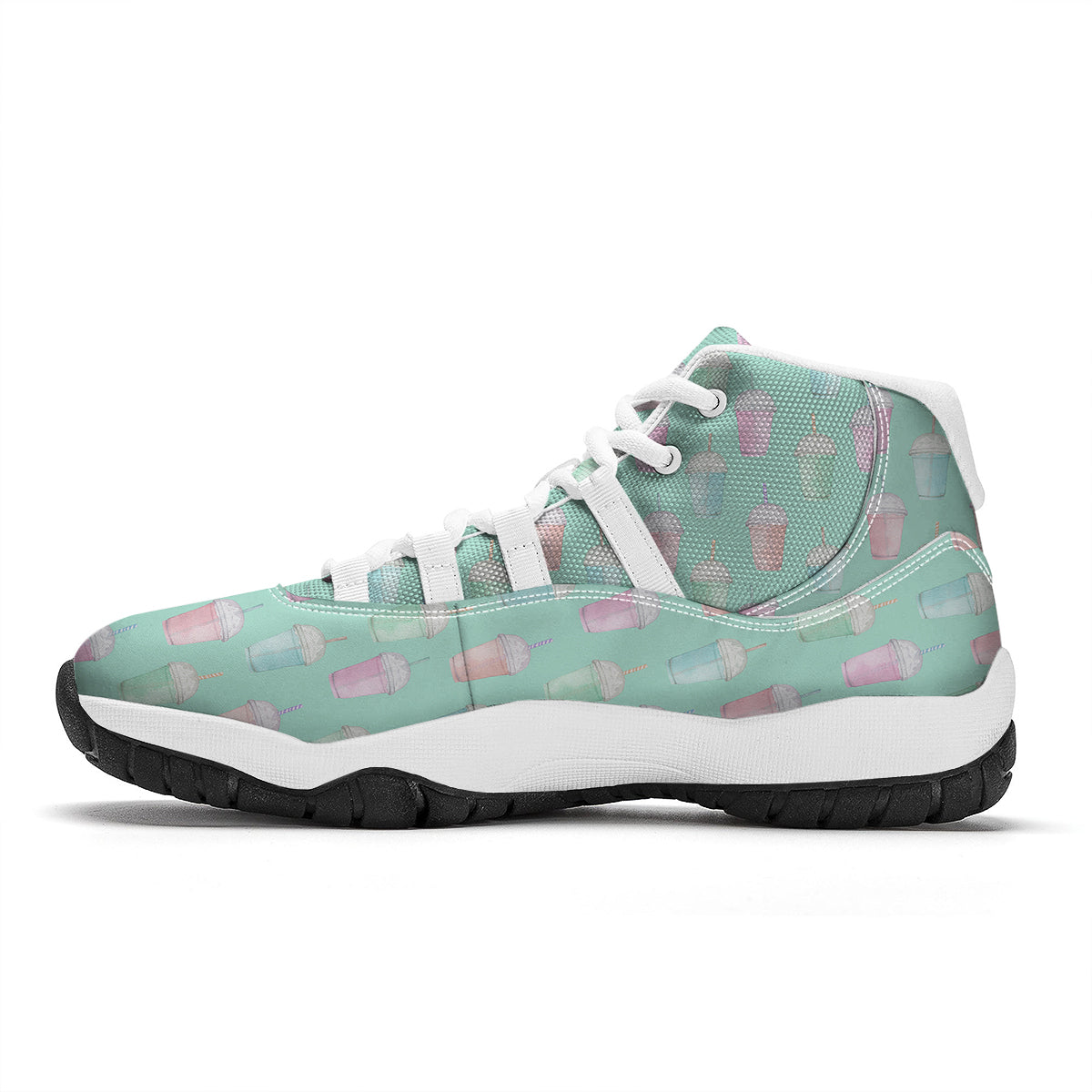 Milkshake Watercolor Print Pattern White Bball Shoes-grizzshop