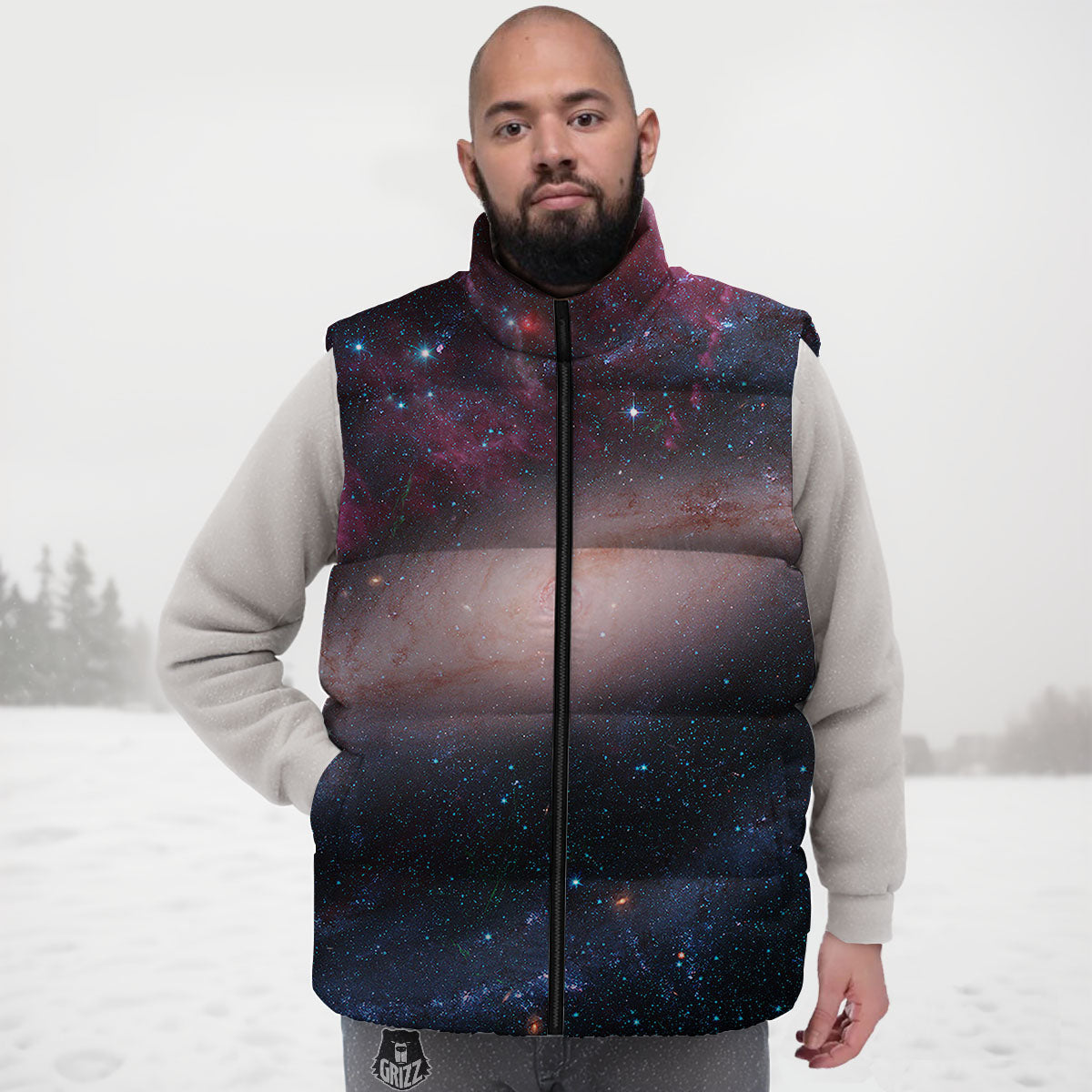 Milky Way Deep Space Print Down Vest
