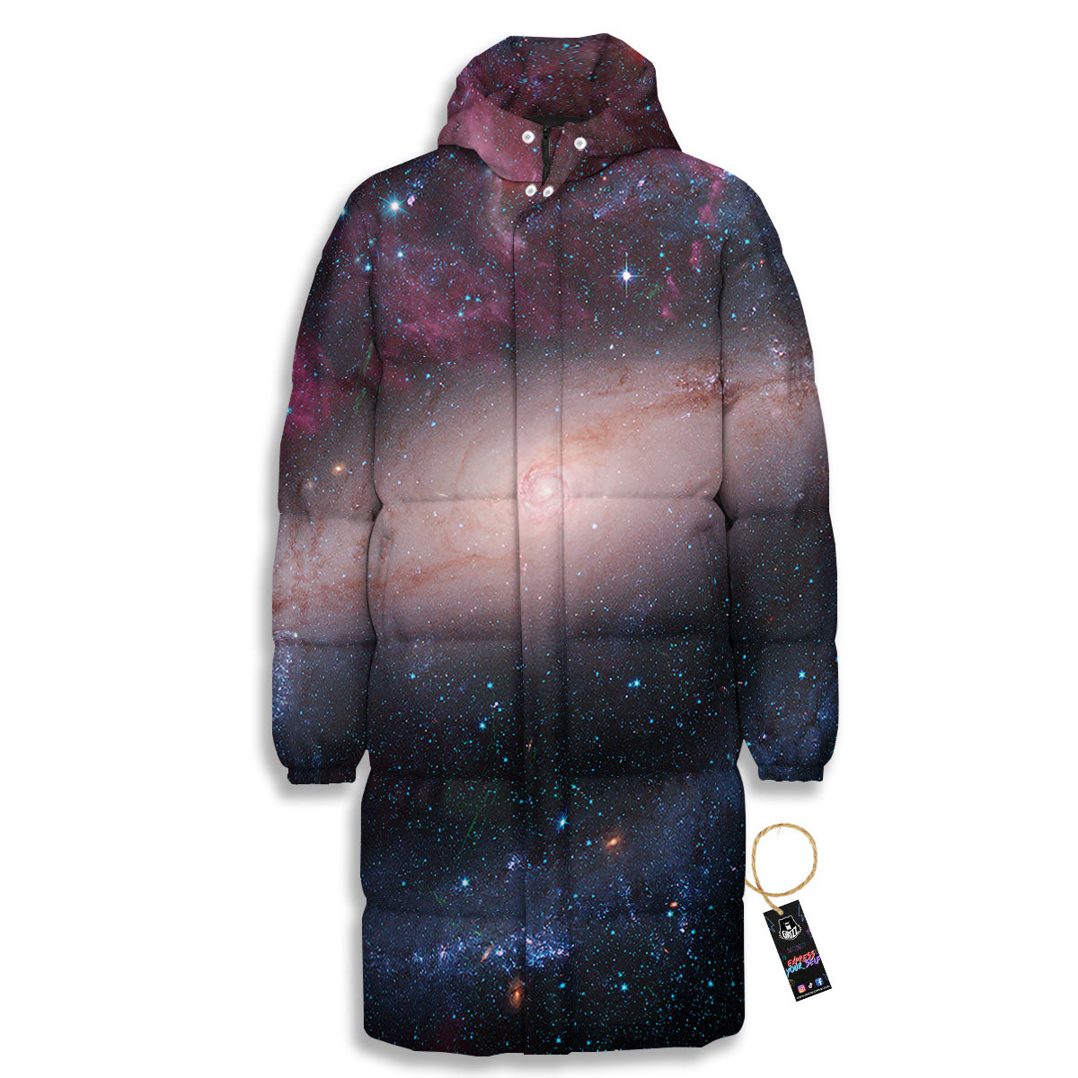 Milky Way Deep Space Print Long Down Jacket-grizzshop