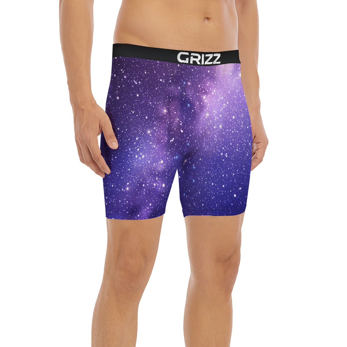 Milky Way Galaxy Space Dark Purple Print Boxer Briefs-grizzshop