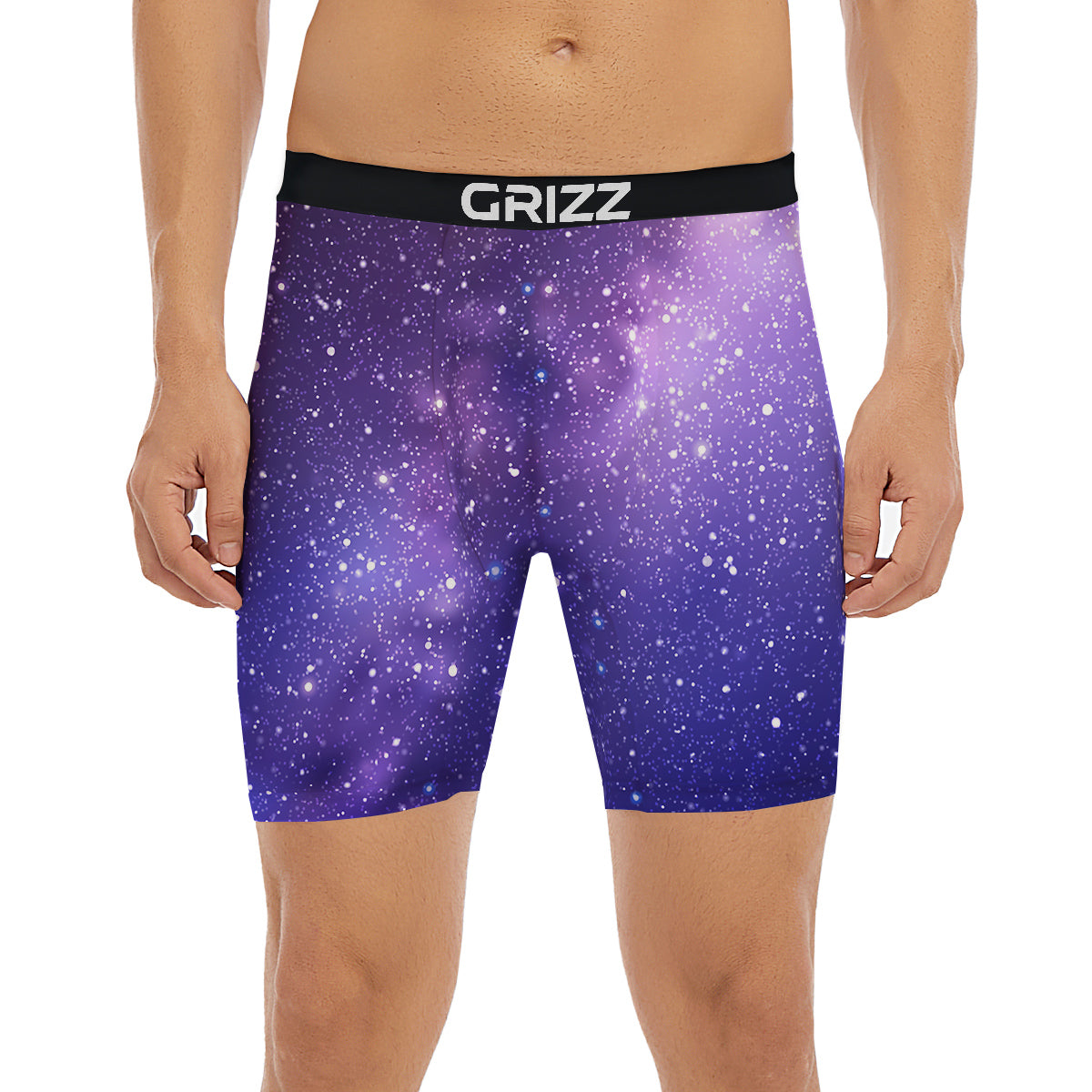 Milky Way Galaxy Space Dark Purple Print Boxer Briefs-grizzshop
