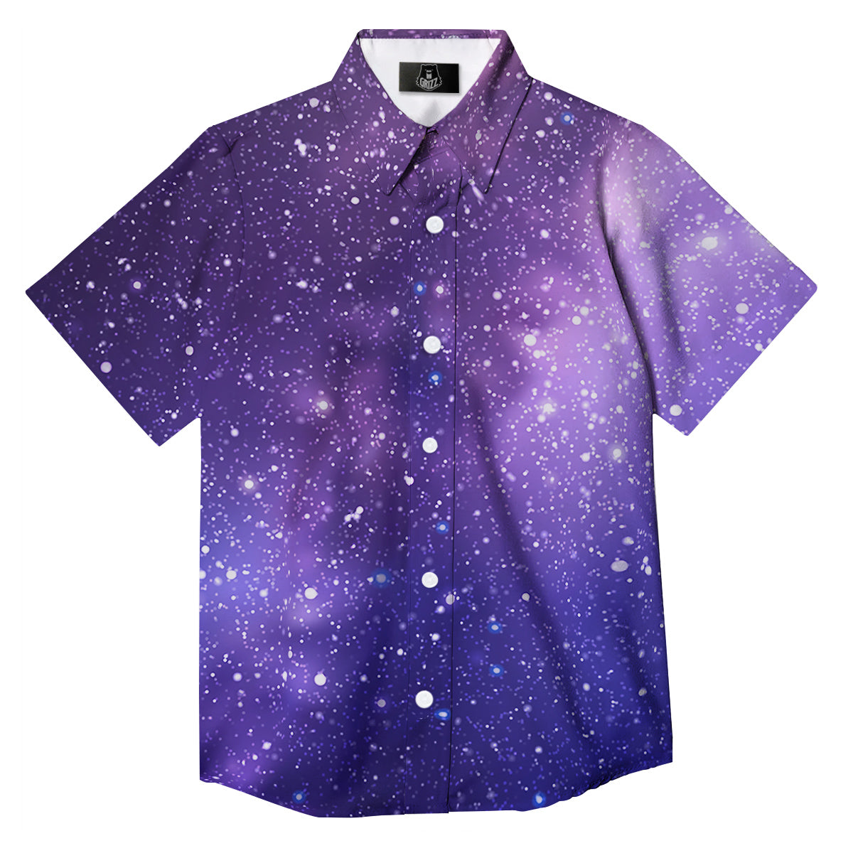 Milky Way Galaxy Space Dark Purple Print Button Up Shirt-grizzshop