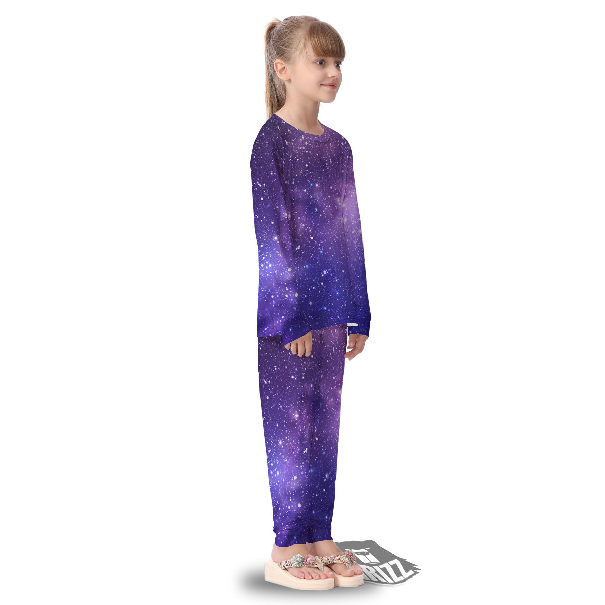 Milky Way Galaxy Space Dark Purple Print Kid's Pajamas-grizzshop