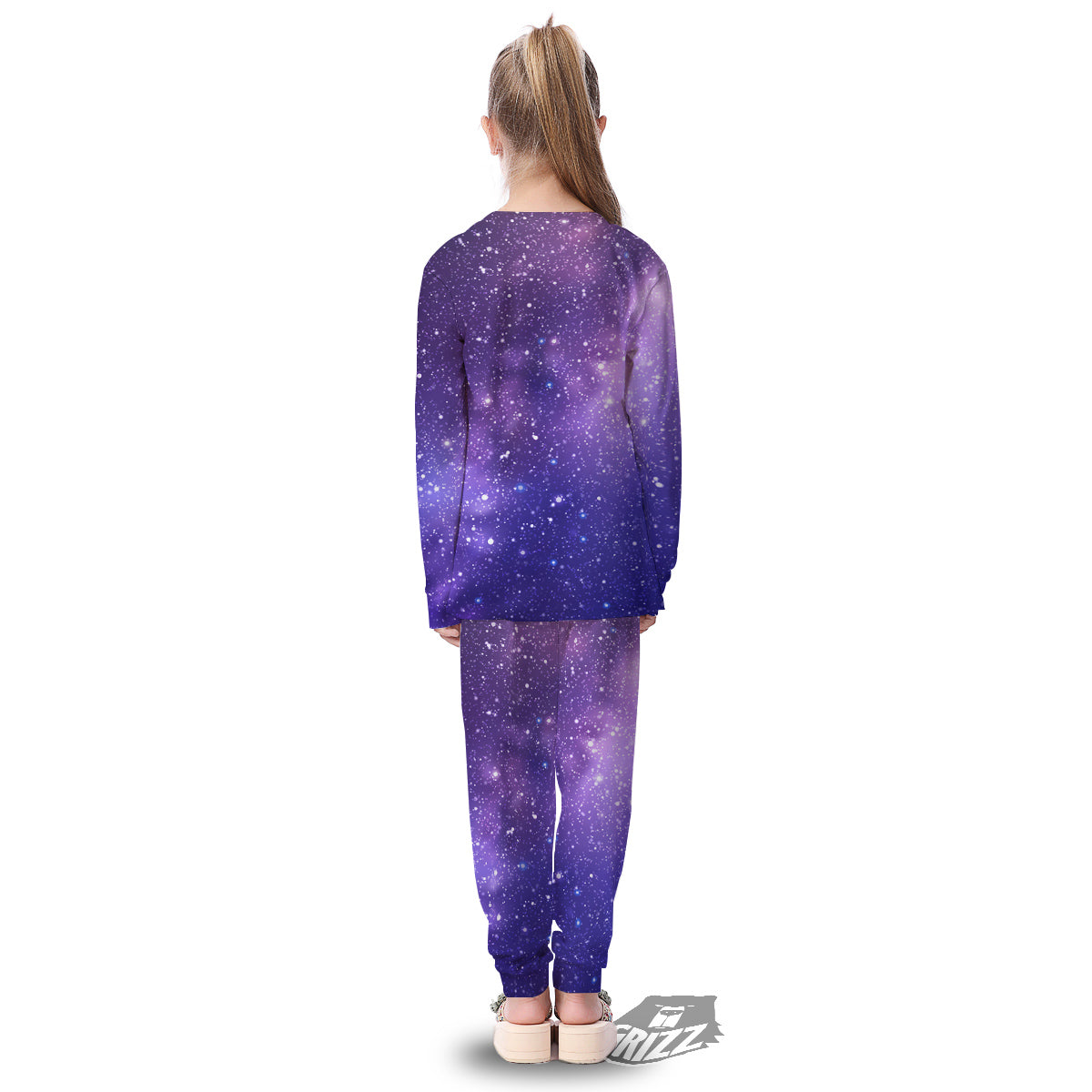 Milky Way Galaxy Space Dark Purple Print Kid's Pajamas-grizzshop