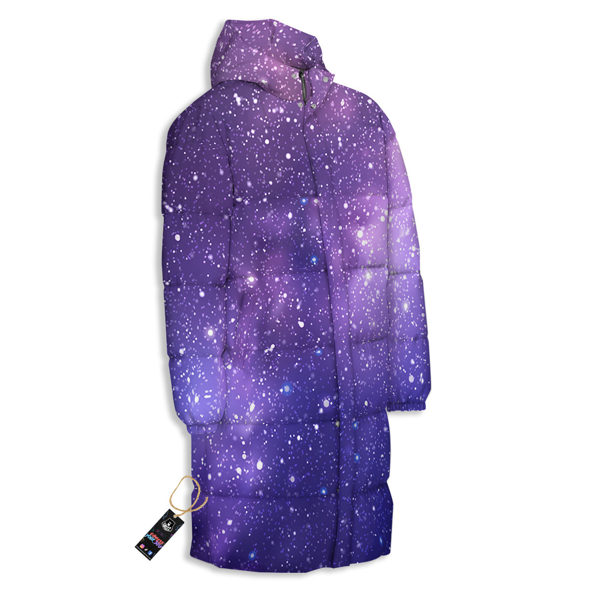 Milky Way Galaxy Space Dark Purple Print Long Down Jacket-grizzshop