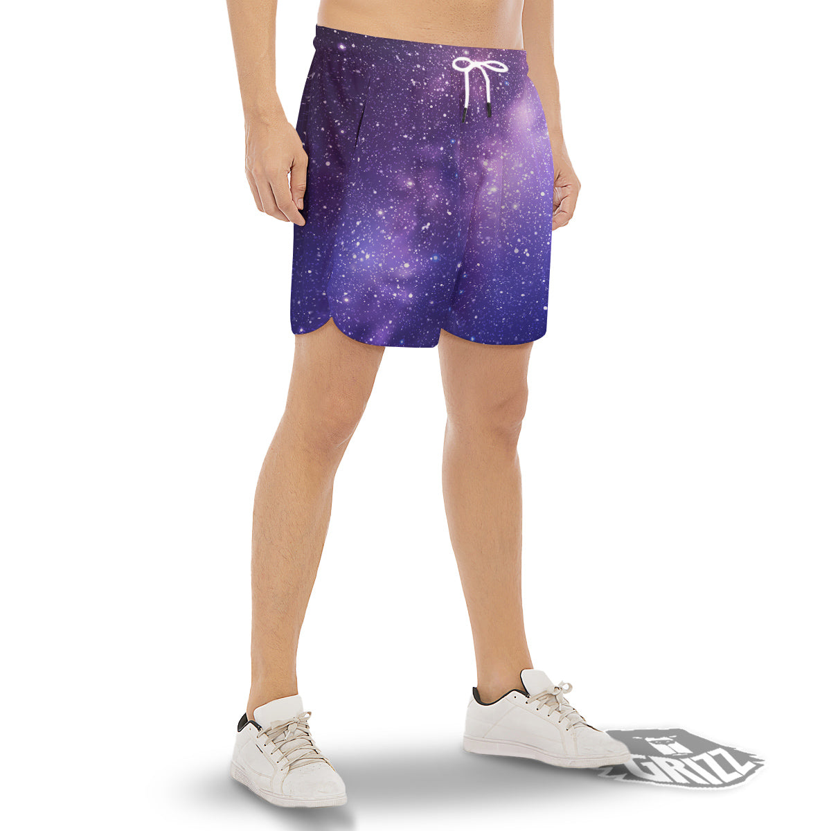 Milky Way Galaxy Space Dark Purple Print Men's Gym Shorts-grizzshop
