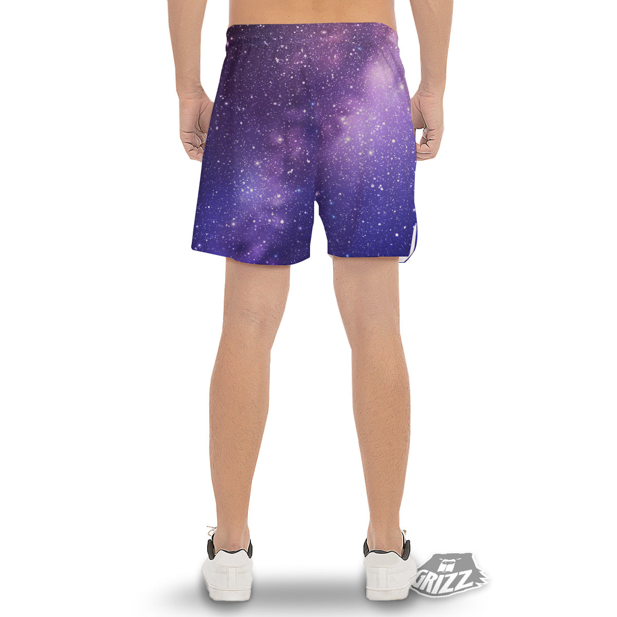 Milky Way Galaxy Space Dark Purple Print Men's Gym Shorts-grizzshop