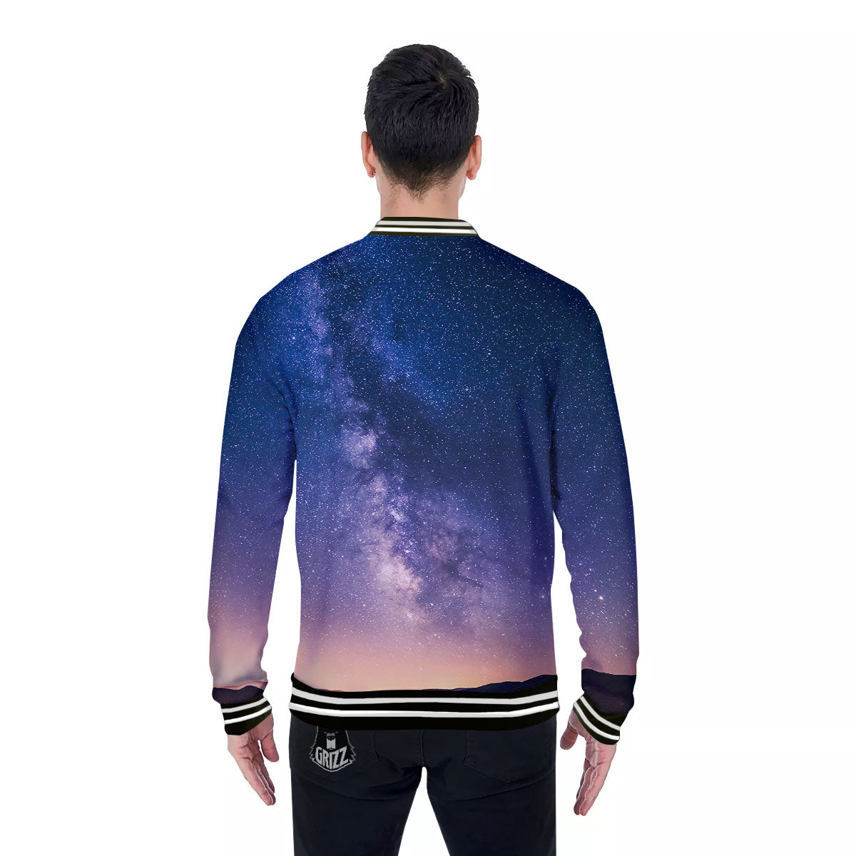 Milky Way Night Sky Print Baseball Jacket-grizzshop