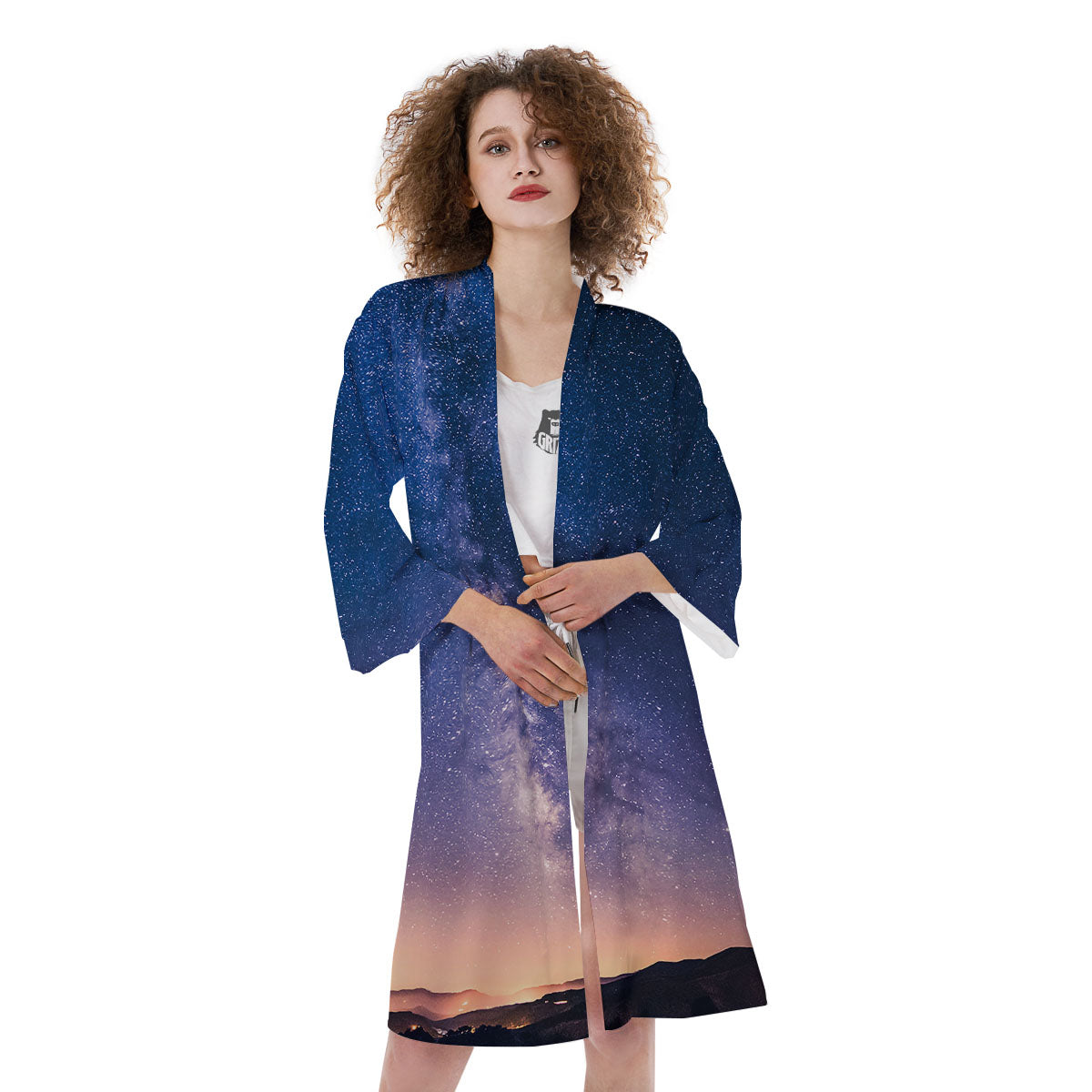 Milky Way Night Sky Print Kimono-grizzshop