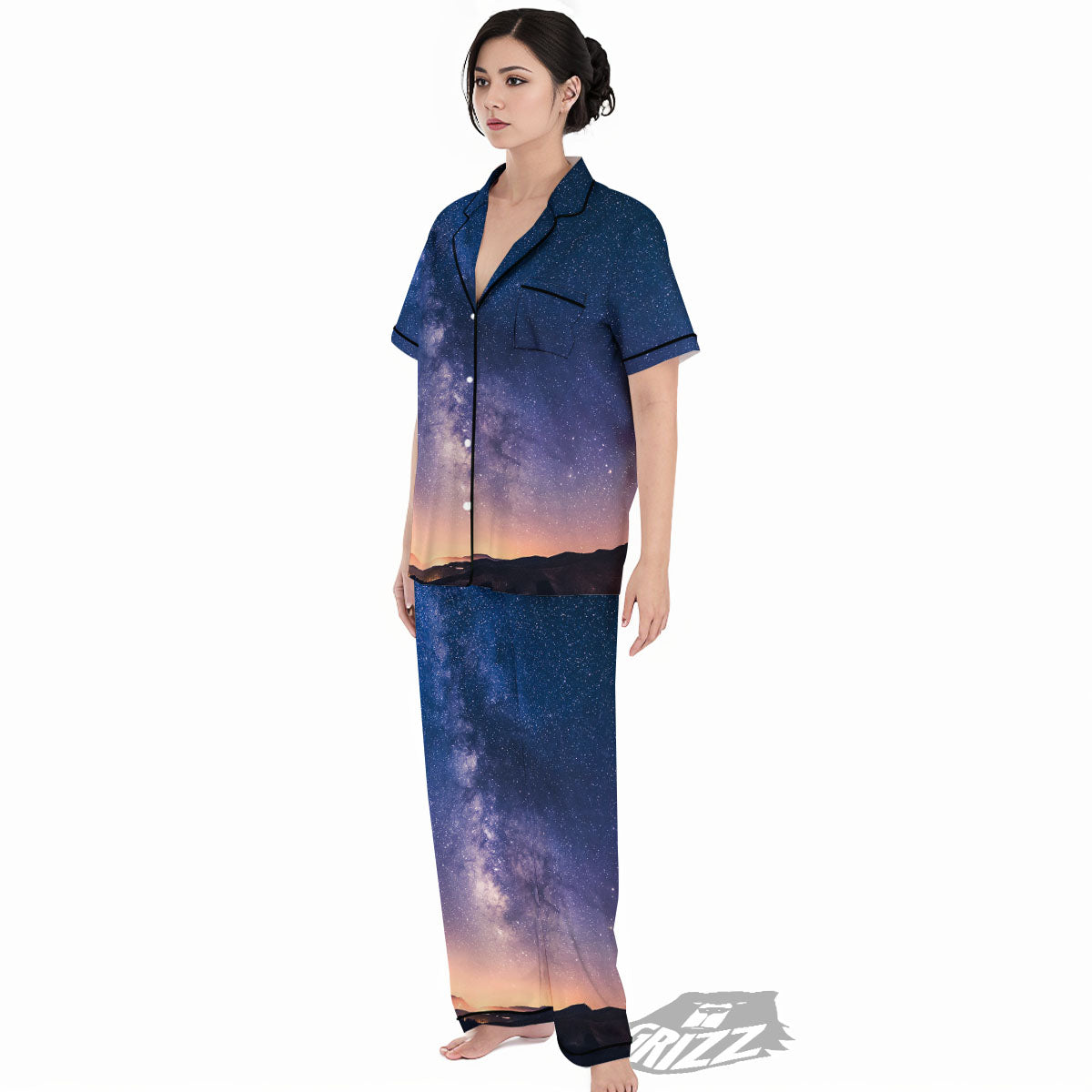 Milky Way Night Sky Print Women's Pajamas Set-grizzshop