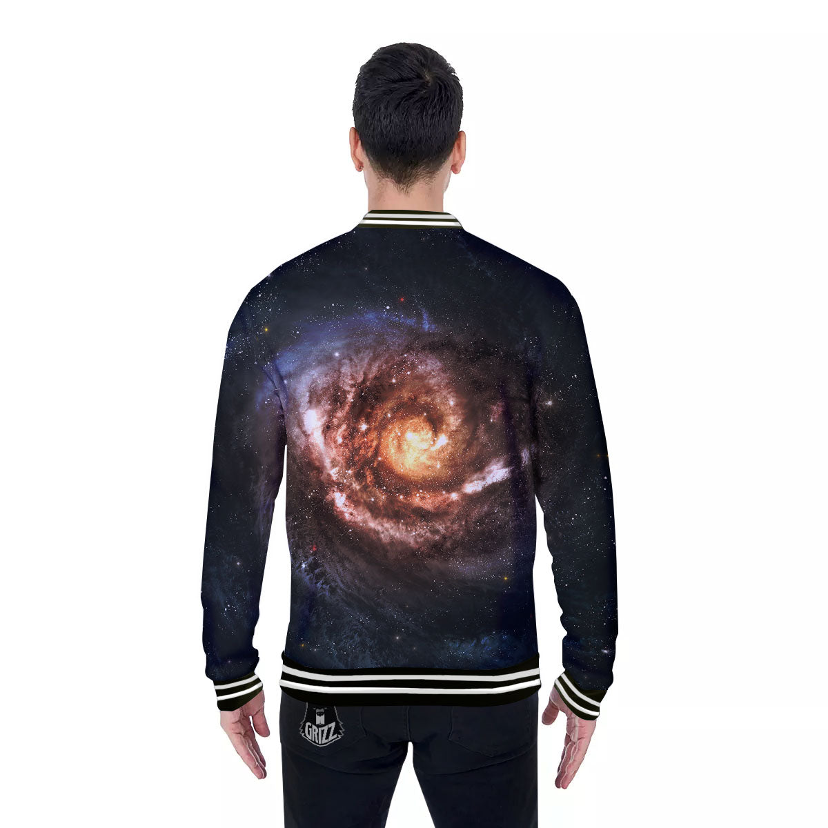 Milky Way Spiral Print Baseball Jacket-grizzshop