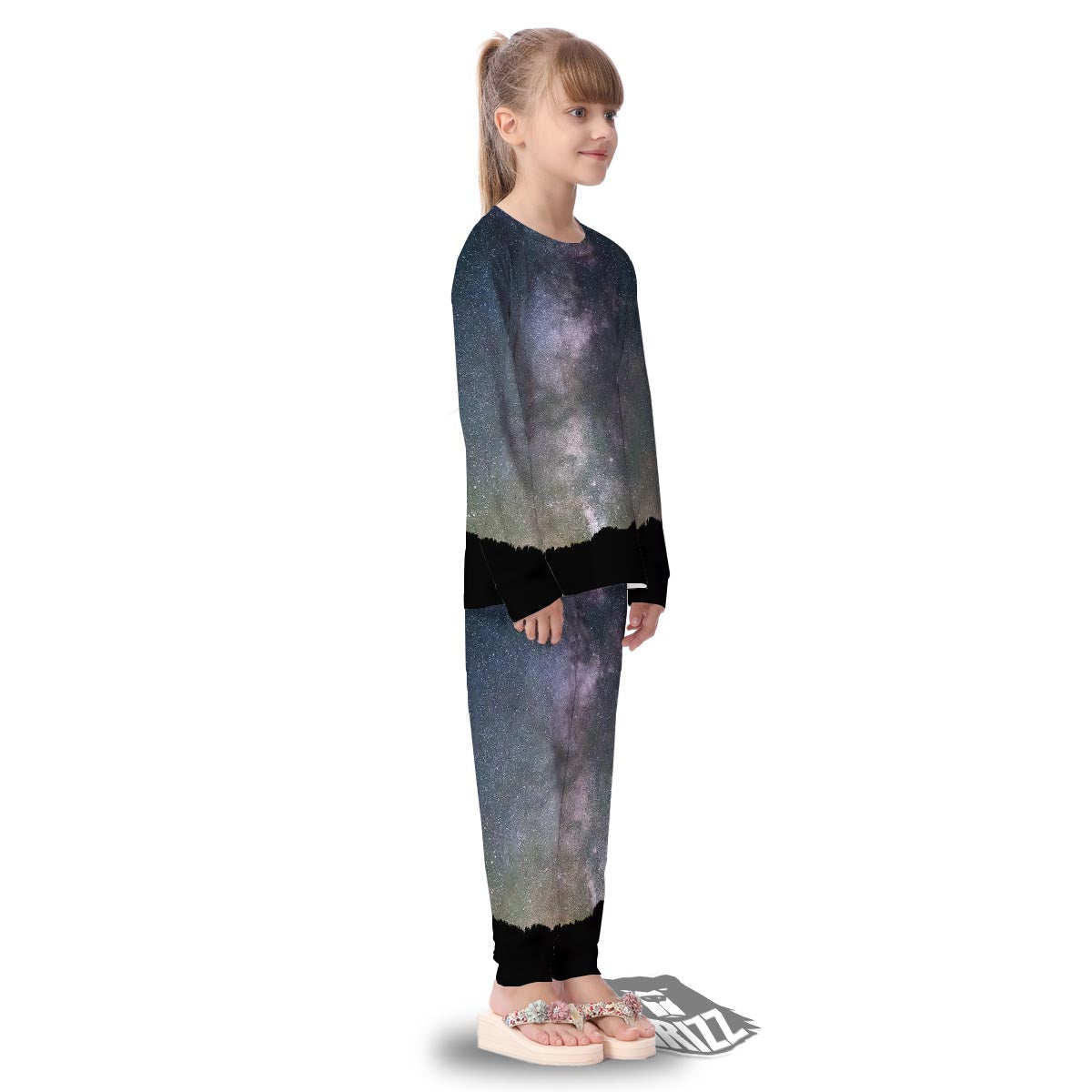 Milky Way Stars Night Print Kid's Pajamas-grizzshop