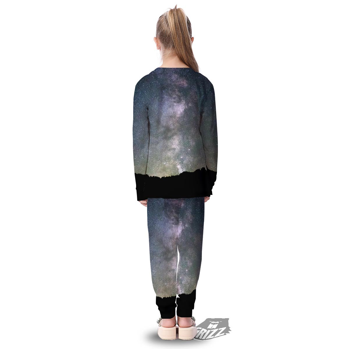 Milky Way Stars Night Print Kid's Pajamas-grizzshop