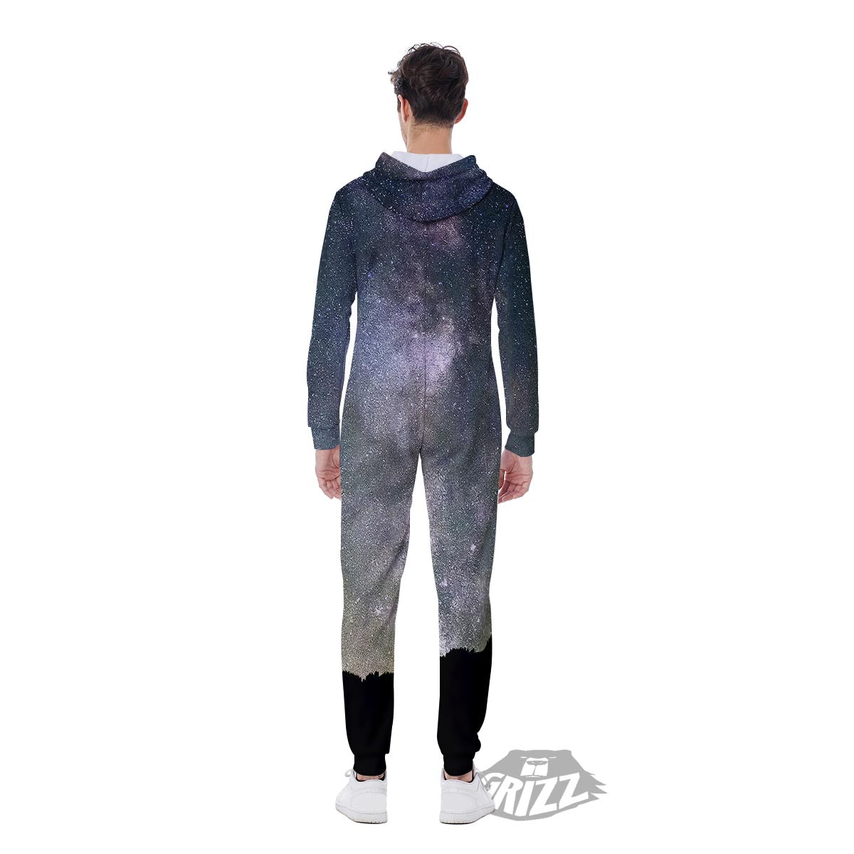 Milky Way Stars Night Print Men's Jumpsuit-grizzshop