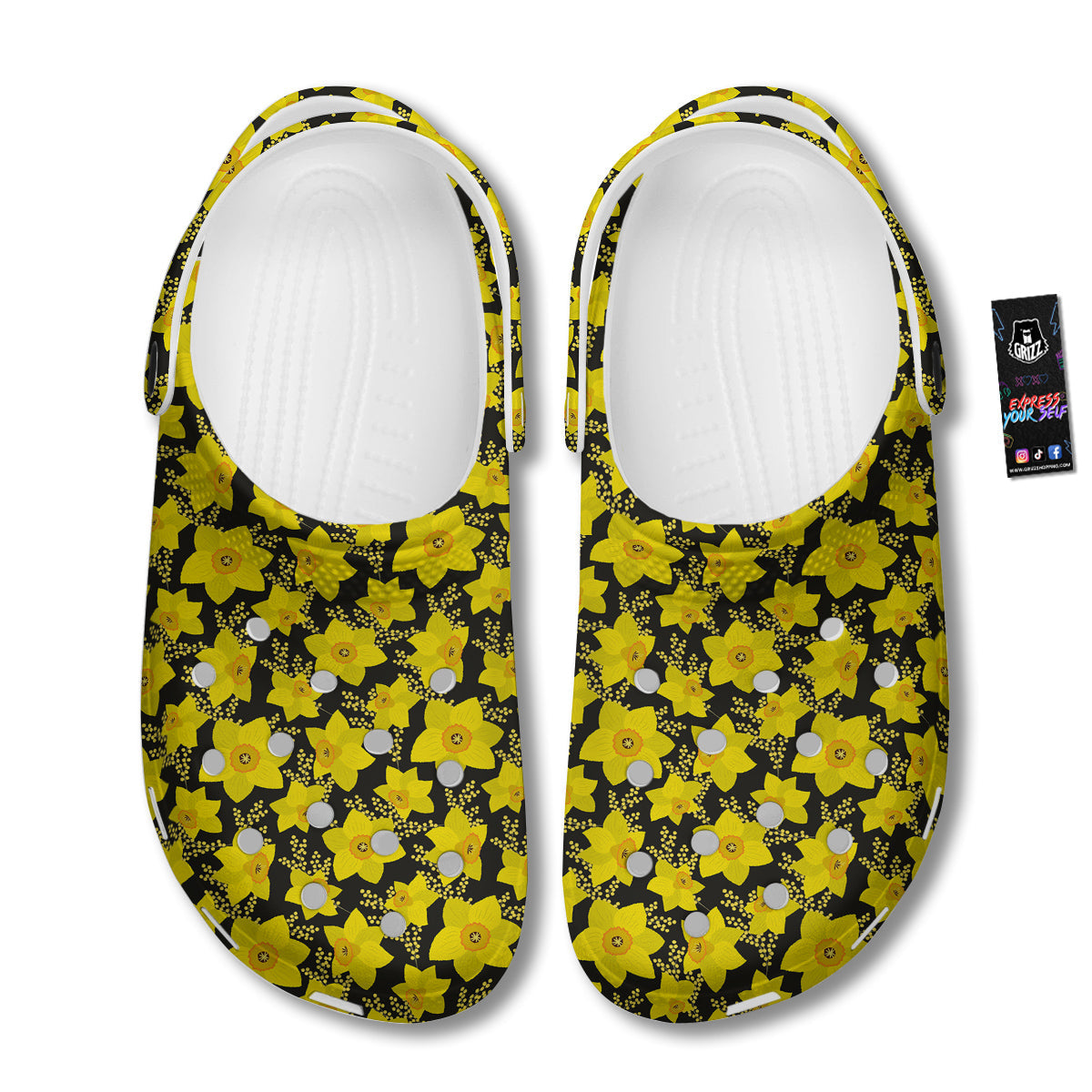 Mimosa And Daffodil Print Pattern Clog-grizzshop