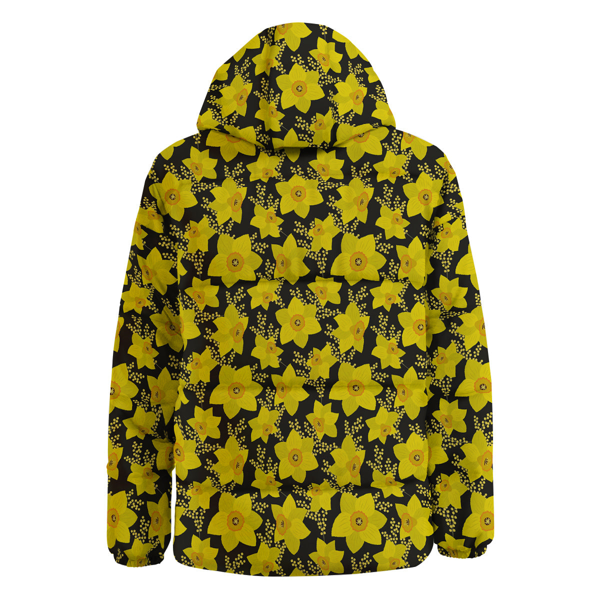 Mimosa And Daffodil Print Pattern Down Jacket-grizzshop