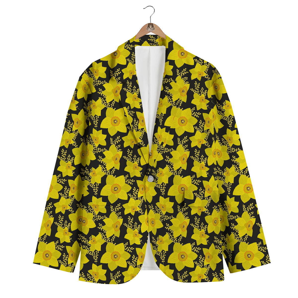 Mimosa And Daffodil Print Pattern Men's Blazer-grizzshop