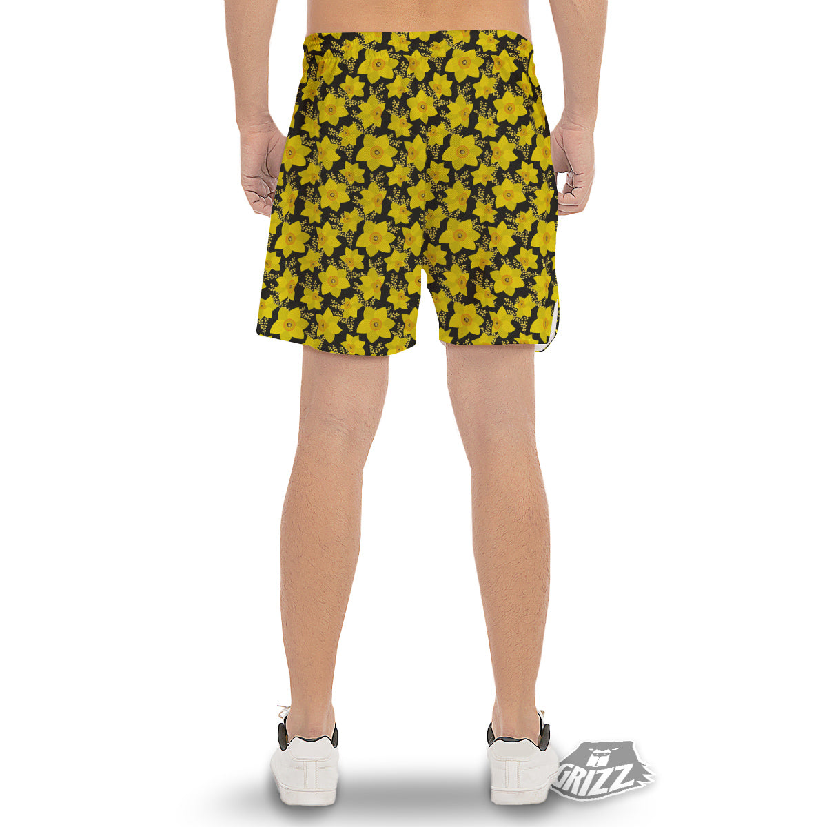Mimosa And Daffodil Print Pattern Men's Gym Shorts-grizzshop