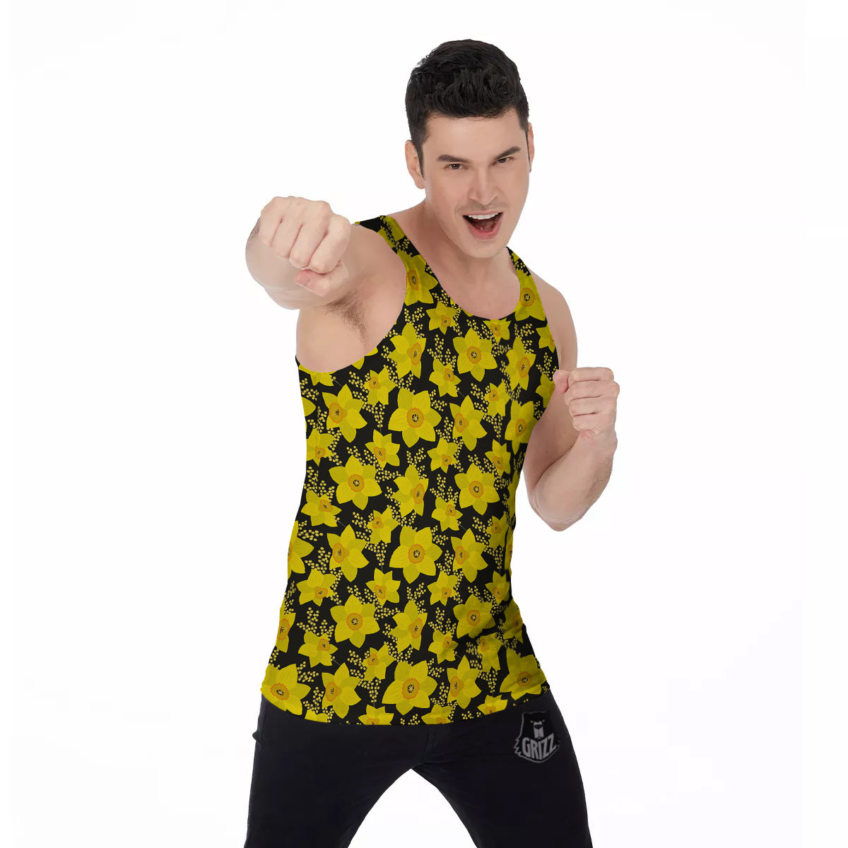 Mimosa And Daffodil Print Pattern Men's Tank Top-grizzshop