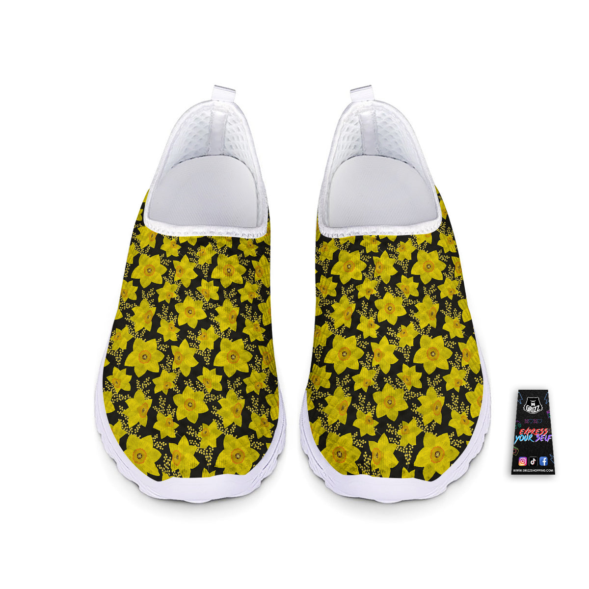 Mimosa And Daffodil Print Pattern Nurse Shoes-grizzshop