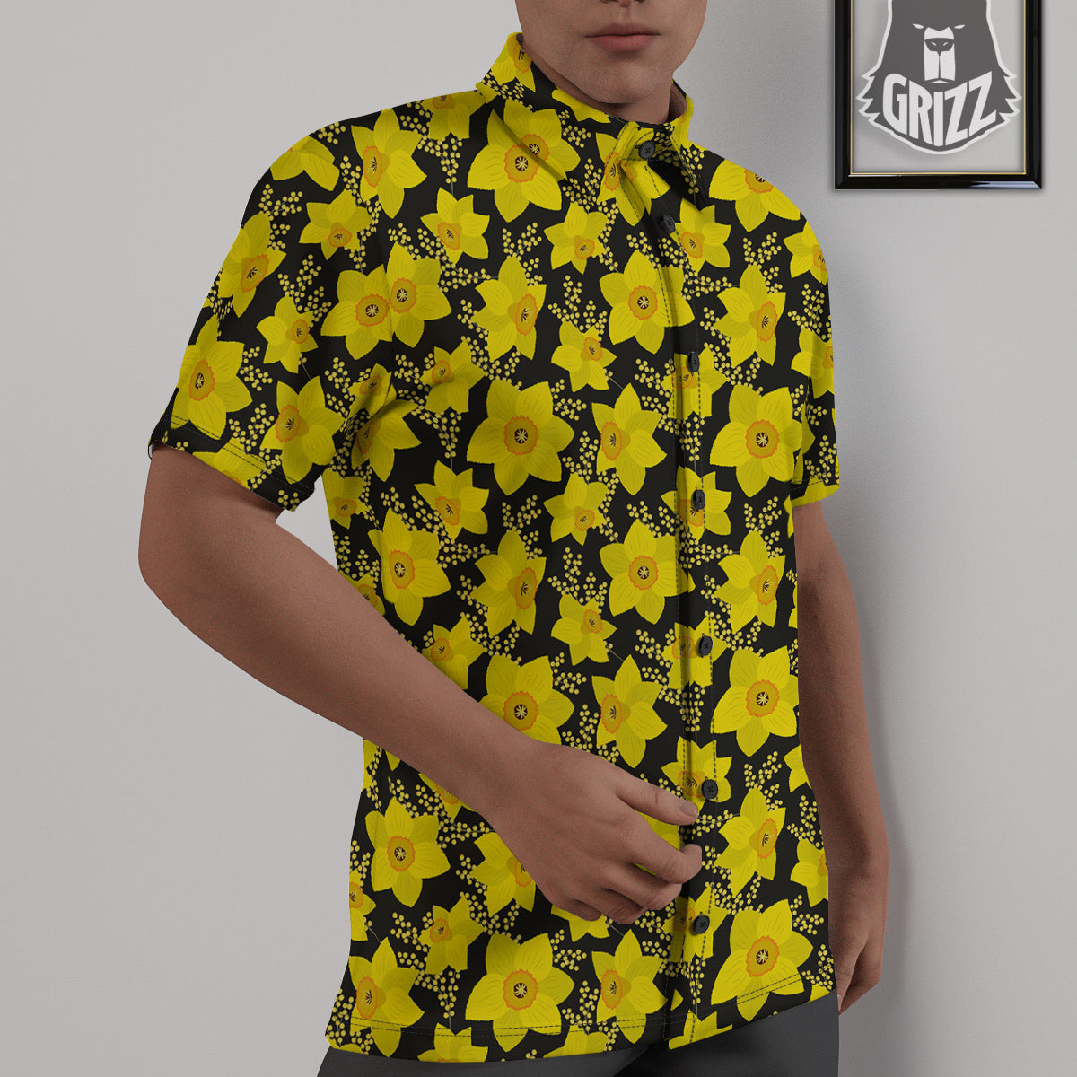 Mimosa And Daffodil Print Pattern Untucked Shirts-grizzshop