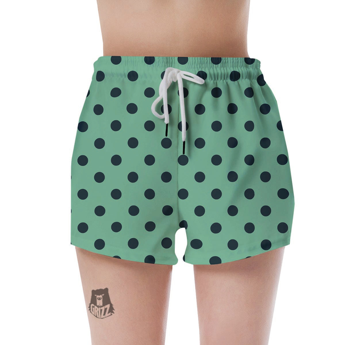 Mint And Green Polka Dot Women's Shorts-grizzshop