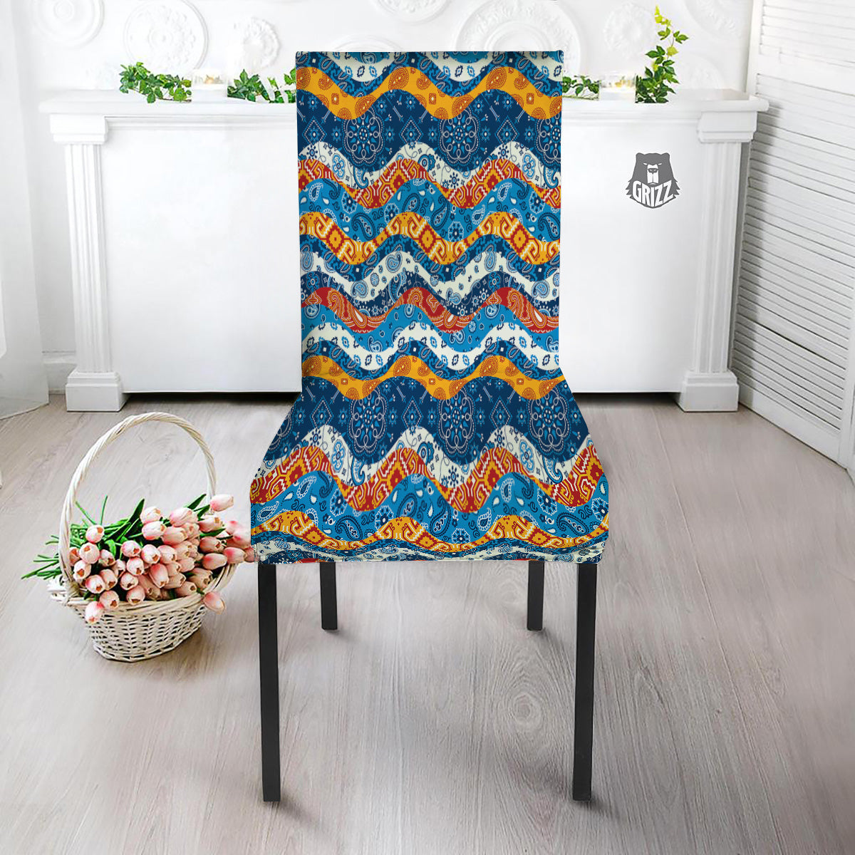 Mix Bandanna Kerchief Print Pattern Dining Chair Slipcover-grizzshop