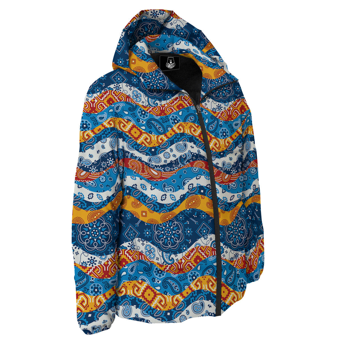 Mix Bandanna Kerchief Print Pattern Down Jacket-grizzshop
