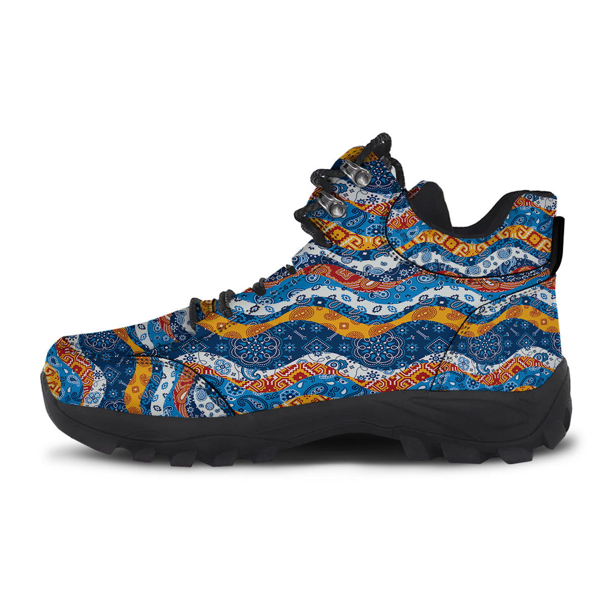 Mix Bandanna Kerchief Print Pattern Hiking Shoes-grizzshop
