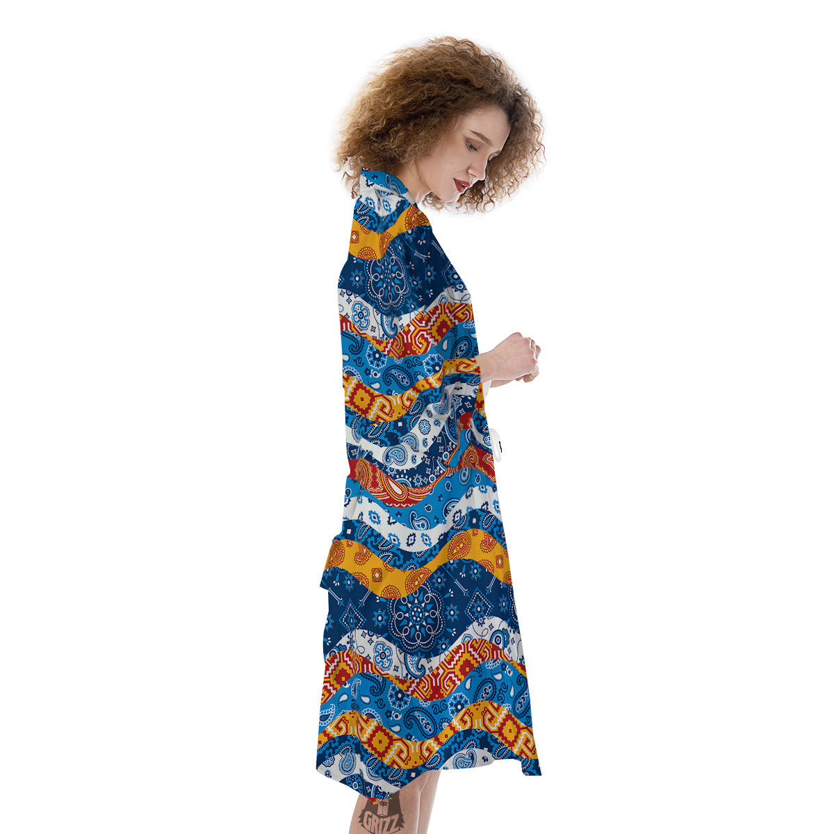 Mix Bandanna Kerchief Print Pattern Kimono-grizzshop
