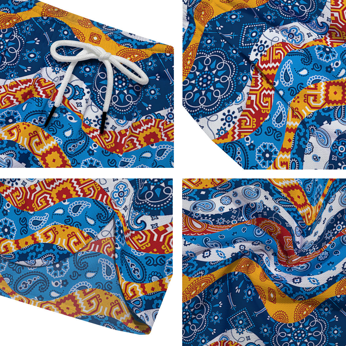 Mix Bandanna Kerchief Print Pattern Men's Running Shorts-grizzshop