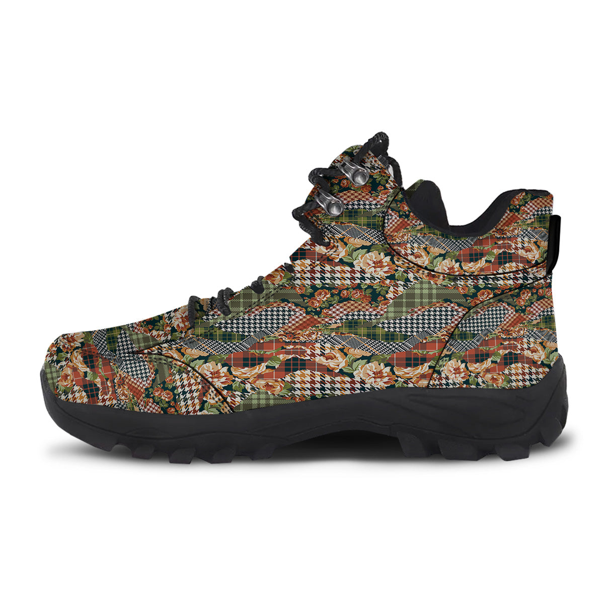 Mix Houndstooth Tartan Print Pattern Hiking Shoes-grizzshop