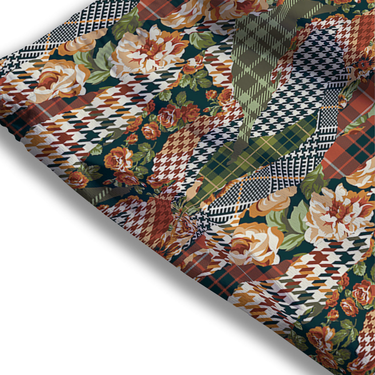 Orange Green And White Argyle Print Mesh Shorts