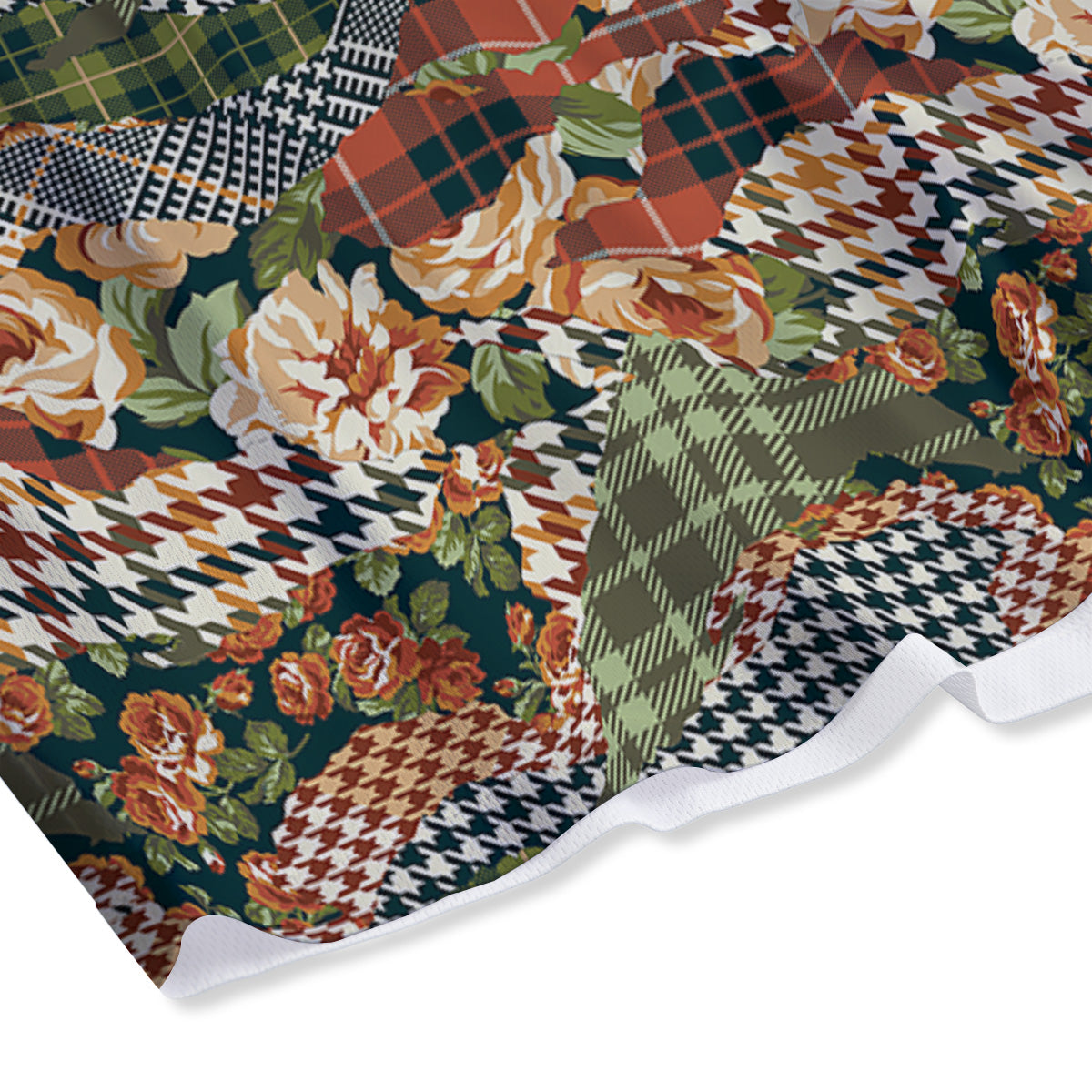 Orange Green And White Argyle Print Mesh Shorts