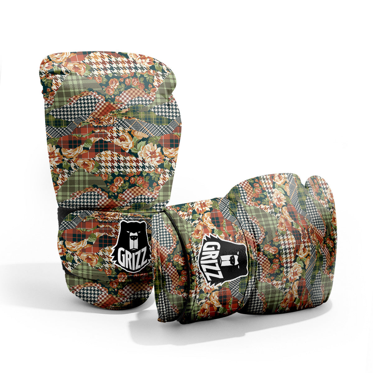 Mix Houndstooth Tartan Print Pattern Pro Boxing Glove