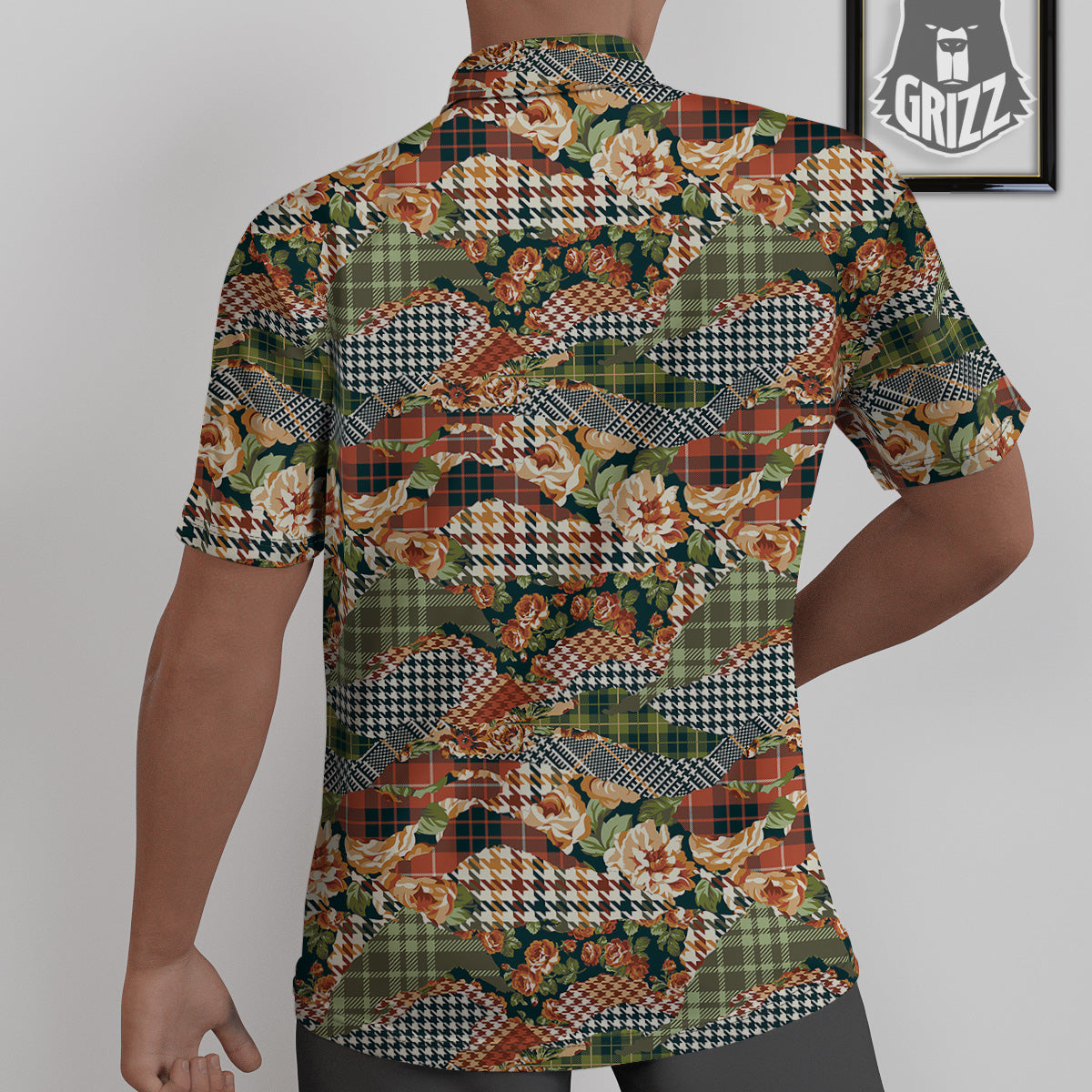 Mix Houndstooth Tartan Print Pattern Untucked Shirts-grizzshop